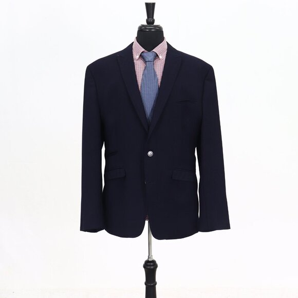 Egara 44R Navy Solid 2-Button Sport Coat Blazer Jacket G707 - Picture 1 of 11